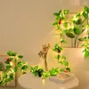 Strings 20/50/100LED Artificial Green Rattan Leaves Fairy Light Wall Hanging Leaf Christmas String For Party Decor