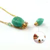 Hänge halsband 1pc naturliga Amazonite Stone Pendants Essential Oil Diffuser Bottle Jewelry Stainless Chain Halsband Kvinnor