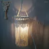 장식 인형 MACRAME LAMPSHADE 천장 펜던트 빛 쉐이드 술집 샹들리에 보호 결혼식 손으로 짜여진 손으로 짜여진 태피스트리