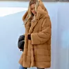 Femmes fourrure femmes chaud Faux manteau femme épais Long col rabattu Feminino dames à capuche vestes élégantes G210