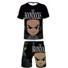 Mężczyzny T-shirt Boondocks T-shirt 3D Tracksuit Kobiety dwuczęściowy set set męskiej koszulki szorty harajuku swobodne streetwearpant unisex