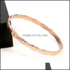 Bangle Bangle High Quality Fashion Stainless Steel Jewelry Gold Simplicity Geometry Metal Bamboo Joint Bracelets Bangles For Women G Dhlyz