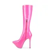 2022 new style lady women Knee Boots patent sheepskin leather Fashion high heels pointed pillage toe Knight booties Casual party Dress shoes platform zip siz 34-45