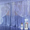 Stringhe LED Ghirlanda Luci per tende 8 modalità Telecomando USB Stringa fata Decorazioni natalizie per la casa Camera da letto Anno