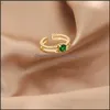 Clusterringe Clusterringe Vintage Kupfermaterial Gr￼n Zirkon Ring Doppelschicht ￖffnung f￼r Frauen Luxus trendy Mode Schmuck G Dhyia