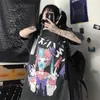 Yaz goth kadın tee harajuku gevşek kadın karikatür baskı tişört punk koyu sokak kıyafetleri bayanlar gotik tshirts üst