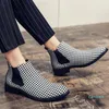 Buty buty buty skórzane buty stały kolor kostki swobodny moda okrągła głowa retro houndstooth wysoki prosta prosta europejska i amerykańska