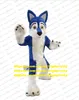 Mavi Furry Husky Dog Wolf Maskot Kostümü Fursuit Yetişkin Karikatür Karakter Kıyafet Anaokulu Pet Dükkanı Lupmmarket Lüks ZZ7794