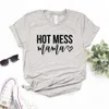 Mess Mama Kadın Tshirts Lady Top Tee Hipster 6 Renk Damağı İçin Günlük Komik Tişört