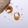 Hoop oorbellen e B Belle Officiële winkel roestvrijstalen sieraden Waterpoof dubbele laag textuurmand goud voor vrouwen