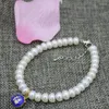 Filo naturale bianco d'acqua dolce coltivato 7-8mm perla abaco perline bracciali color oro cloisonné distanziatori gioielli 7,5 pollici B3085