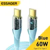 Essager USB C a tipo C Cables PD100W 60W Carga rápida Teléfono celular Cable de carga Cable para Xiaomi Samsung Huawei cable transparente