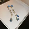 Baumelnde Kronleuchter-Liebe mit Diamanten besetzte lange Quastenohrringe, koreanische Mode-Ohrringe von hoher Qualität