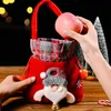 크리스마스 드로 스트링 가방 선물 선물 랩 크리스마스 3D 인형 사탕 사과 가방 제설기 산타 클로스 사슴 엘크 파우치 홈 파티 생일