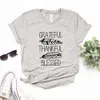 Dankbaar dankbaar gezegende veer T shirts vrouwen t -shirts casual grappig shirt voor