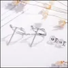 Stud Stud Korean Simple Hollowed Out Cat Earrings Sweet Cute Girl Sier Color Accessories Creative Womens Party Jewelry Drop Delivery Dhbg9