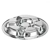 Bowls 3/4/5/6 Section Stainless Steel Divided Dinner Tray Lunch Container Plate For School Canteen
