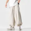 Men's Pants MRGB Men's Cotton Line Wide Leg Chinese Fashion Solid Casual Man Hip Hop Oversized Men Trousers Women Sweatpants