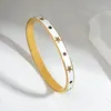 Bangle Greatera White Enamel Colorful Cubic Zirconia Stainless Steel Bracelets For Women Gold Color Metal Bracelet Jewelry 2022