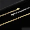 Tennis Graduated Bling Diamond Stone Tennis Necklace For Men Stainless Steel 18K Real Gold Plated Graduated Jewelry Drop Delivery 238h