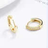Square Circle Hoop ￶rh￤ngen f￶r kvinnor 100% 925 Silver Shiny Cubic Zircon Earring 2023 Trendiga smycken