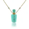 Hänge halsband 1pc naturliga Amazonite Stone Pendants Essential Oil Diffuser Bottle Jewelry Stainless Chain Halsband Kvinnor