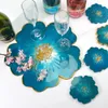 Tischsets 1Set DIY Blume Tasse Form Kristall Harz Blütenblatt Glas Halter Silikon Tablett Küche Besteck Matte Set Hause decor