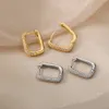 Square Circle Hoop ￶rh￤ngen f￶r kvinnor 100% 925 Silver Shiny Cubic Zircon Earring 2023 Trendiga smycken