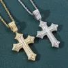 Crystal Cross Bling Wisiant Naszyjnik dla mężczyzn i kobiet oblodzony kwadratowy CZ Stone Cubic Cyrronia Personalizowana hip hop punk rock raper klubowy prezenty biżuterii dla facetów