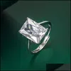 Cluster Rings Cluster Rings Ring For Women 925 Sier Jewelry Accessories Rec Shape Zircon Gemstone Open Finger Wedding Promise Party Dhjlc