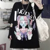 Летняя Гот Женская футболка Harajuku Ship Women Cartoon Print Fort Punk Dark Streetwear Ladies Gothic Tshirts Top