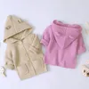 Vestes d'hiver pour bébés garçons et filles, cardigan à capuche, manteau à manches longues, couleur pure, tricot pour enfants #39;s