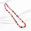 Collier ras du cou incroyable multi-cristal pour femmes, colliers en pierre ronde, perles de Tourmaline, chaîne courte, bijoux 18 pouces A797