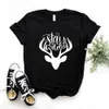 Stay Wild Deer T Shirts Women Tshirts Casual rolig skjorta för Lady Top Tee Hipster 6