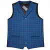 Mäns västar Barry Wang Men passar Vest Plaid Waistcoat ullblandning skräddarsydd krage V-ringning 3 Pocket Check Tie Set Formal Leisure 153h