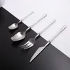 Dinnerware Sets Matte Cutlery Set Stainless Steel Knives Spoons Forks Utensils Silver Kitchen Tableware Western Dropshopping