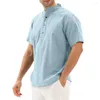 Chemises décontractées pour hommes T-shirt à manches courtes pour hommes d'été en coton et lin chemise à LED mâle respirant polo vacances