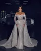 Sexy zeemeermin trouwjurk kralen kanten appliqued trouwjurken van de schouder vol mouw luxe vintage Vestido de noiva