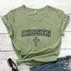 Camisetas cruzadas elegidas, camisas cristianas, camiseta de fe religiosa, camiseta informal de moda para mujer