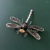 Broches Muylinda strass libellule broche unisexe cristal noir couleur insecte Vintage métal chemise épingles écharpe Clips bijoux