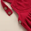 Kläderuppsättningar Valentine Infant Baby Girl's Two-Piece kostym Hjärtmönster Ruffle långärmad rund hals Romper Suspender kjol 221103