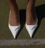 Vrouwen sexy puntige neus pomp lage hak sandalen geborsteld lakleer slingback pumps luxe merk designer schoenen met doos 35-42