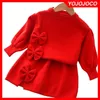 Roupas para roupas de roupas de malha quente de malha etono/inverno bowknot fofo malha de malha de cor sólida 221103