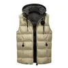 Men's Vests Men Casual Large Size Winter Warm Solid Hooded Zipper Sleeveless Vest Jacket Coat Outwear Double-sided Padded