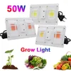 Lampes de culture LED COB à spectre complet, AC 120/220V, 50W, panneau d'objectif, commande de commutateur pour serre, lampe de croissance de plantes horticoles