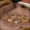 Cluster Rings Cluster Rings Fashion Gold Color Cross Wide Set For Women Trendy Gothic Green Stone 2022 Finger Ring Female Jewelryclu Dhuaw
