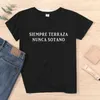 Camiseta de Mujer Fashion Women Tee Tシャツスペインのレタープリントシャツ女性黒い白い服