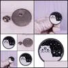 Pins Brooches Pinsbrooches Jewelry Cute Day And Night Cats Ename Pin Celestial Yin Yang Black White Cat Brooch Galaxy Animal Badge Otjds