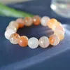 Strand Agate Armband Basic For Women and Girls 12mm Round Inner Cracked Natural Stone P￤rlor Elastiska rep str￤cker armband handgjorda