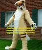 Khaki Long Fur Furry Wolf Mascot Costume Husky Dog Fursuit vuxen tecknad utföra skådespelare Turistattraktioner ZZ7663
